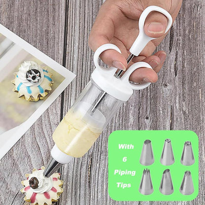 ⏰ LIMITED-TIME 50% OFF 1PC | 🎁 BUY 2 GET 1 FREE | Stainless Steel Cake Decorating Gun Kit – 18 Tips & Nozzles for Precise Frosting, Filling & Creative Piping 🧁
