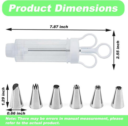 ⏰ LIMITED-TIME 50% OFF 1PC | 🎁 BUY 2 GET 1 FREE | Stainless Steel Cake Decorating Gun Kit – 18 Tips & Nozzles for Precise Frosting, Filling & Creative Piping 🧁