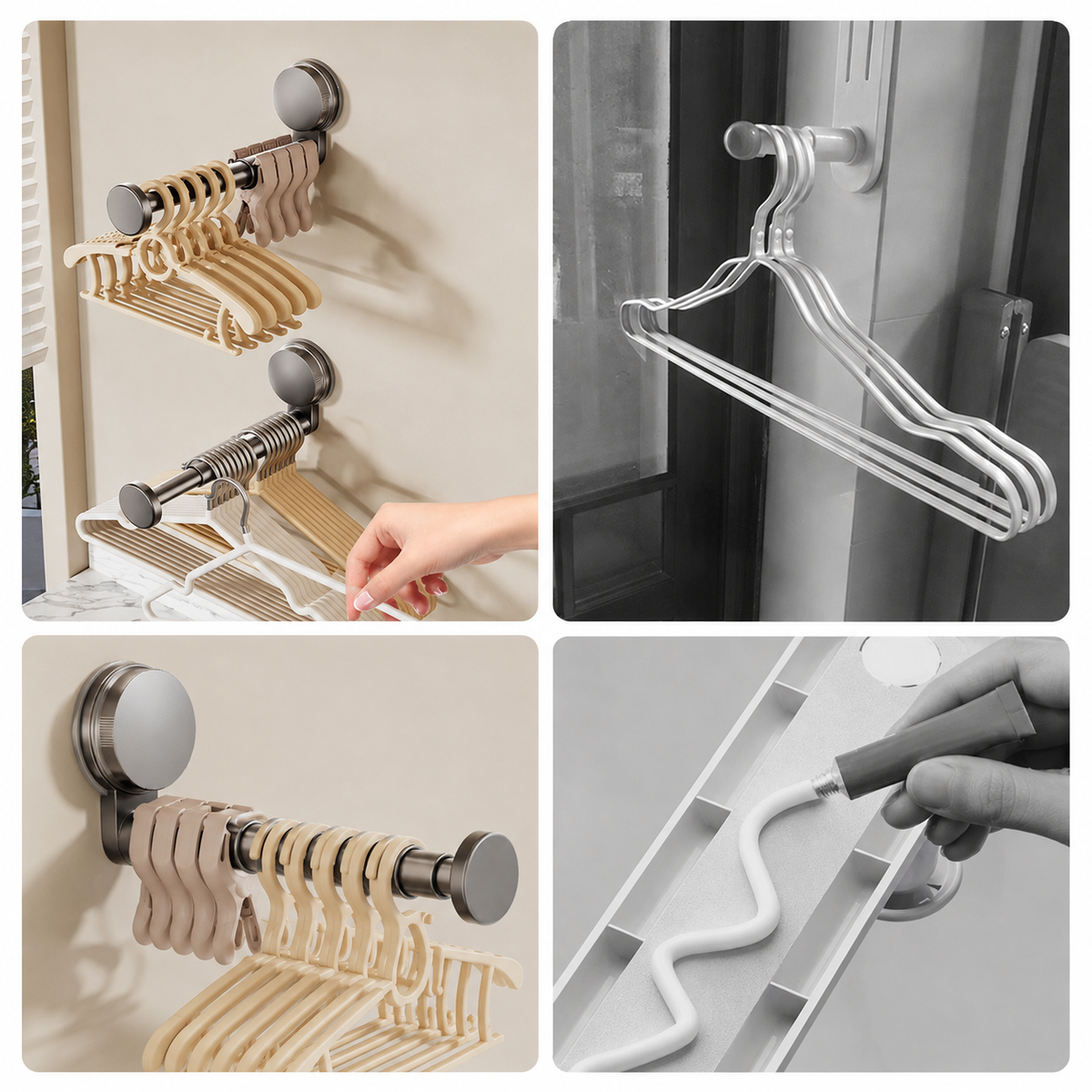 Retractable Suction Cup Wall-Mounted Clothes Rack