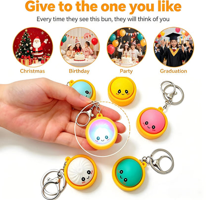 🔥🎁 LAST DAY BUY 2 GET 2 FREE🔥  Cute Dumpling Pressable Fidget Keychain - touch sensing light
