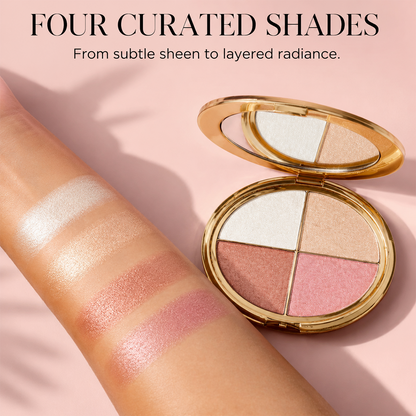 🎁 BUY 2 GET 1 FREE | 4-in-1 Glow Palette – 4 Silky Shades for Eyes & Cheeks, Buildable Radiance & Seamless Blend ✨