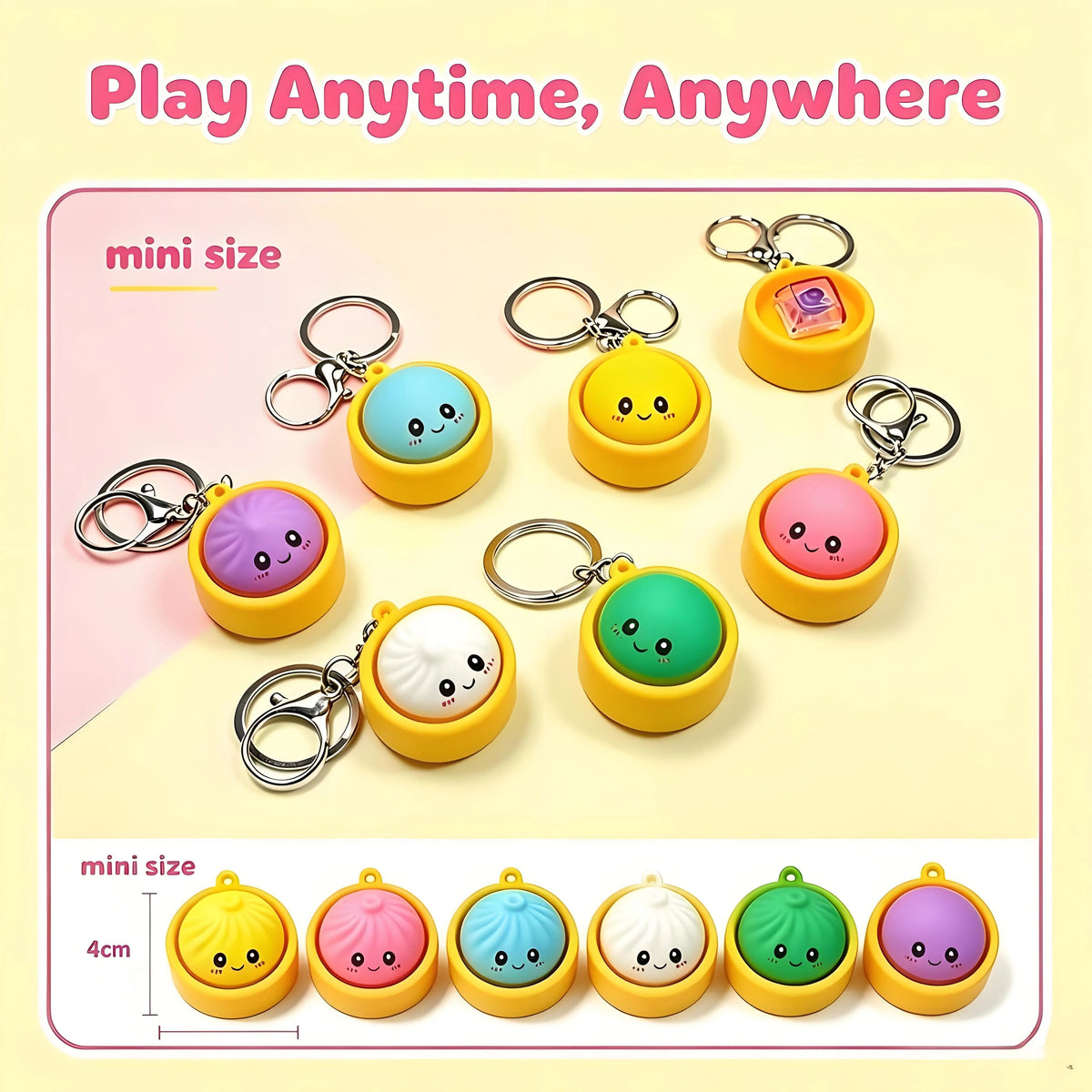 🔥🎁 LAST DAY BUY 2 GET 2 FREE🔥  Cute Dumpling Pressable Fidget Keychain - touch sensing light