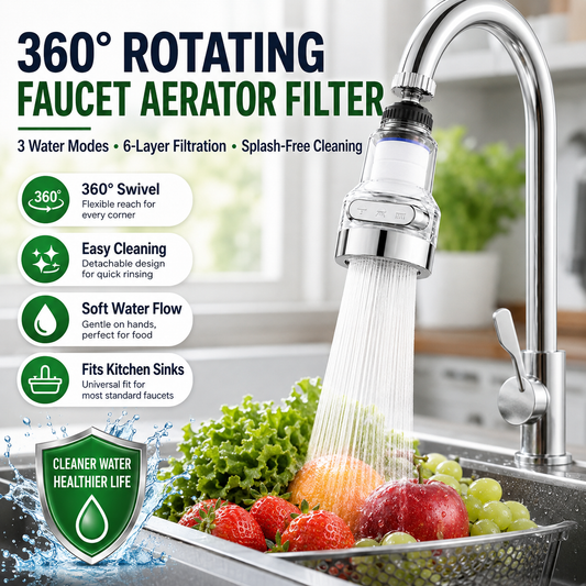 🎁 BUY 1 GET 1 FREE | 360° Rotating Faucet Filter – 6-Layer Filtration, 3 Spray Modes & Anti-Splash Flow 💧