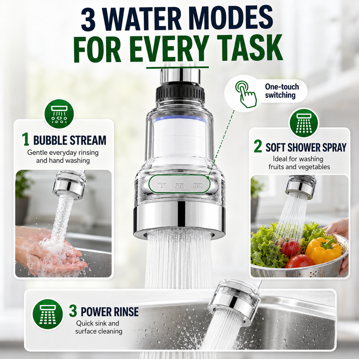 🎁 BUY 1 GET 1 FREE | 360° Rotating Faucet Filter – 6-Layer Filtration, 3 Spray Modes & Anti-Splash Flow 💧