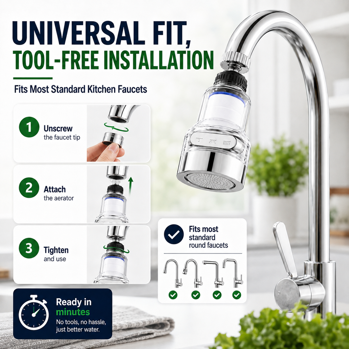 🎁 BUY 1 GET 1 FREE | 360° Rotating Faucet Filter – 6-Layer Filtration, 3 Spray Modes & Anti-Splash Flow 💧