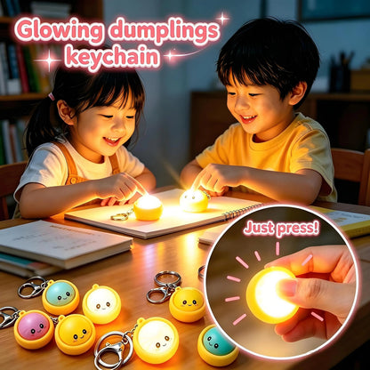 🔥🎁 LAST DAY BUY 2 GET 2 FREE🔥  Cute Dumpling Pressable Fidget Keychain - touch sensing light